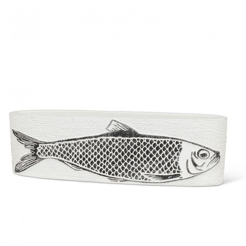 Picture of MDR Trading AB-27-CABALLA-746-LG 2.5 x 14 in. Large Metallic Fish Oval Platter, White & Black