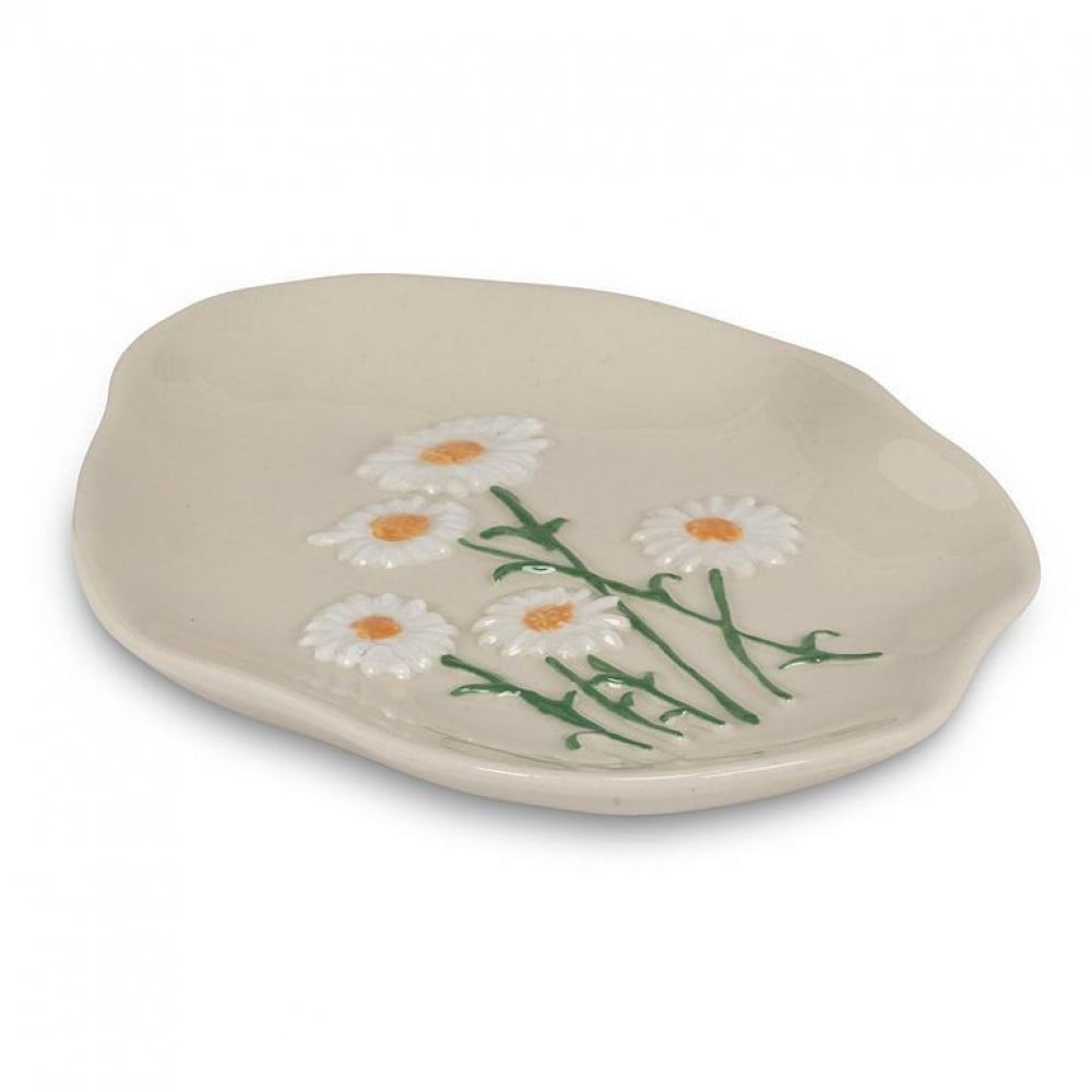 AB-27-MEADOW-219-Q01 5 in. Daisies Dish, Ivory & White