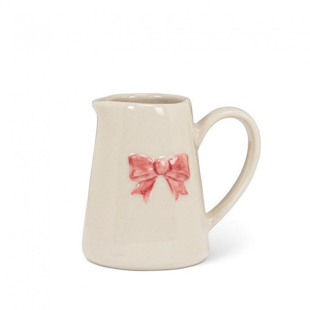 Picture of MDR Trading AB-27-SMIDGE-BOW-Q01 3.5 in. Bow Mini Jug, Ivory & Pink
