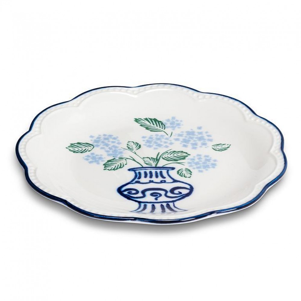 Picture of MDR Trading AB-27-MATISSE-077-BLU-Q01 6 in. Floral in A Vase Small Plate, White & Blue