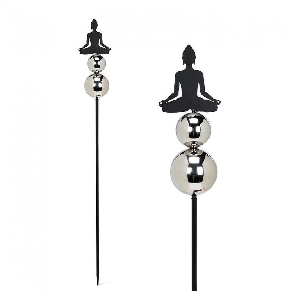AB-27-HYDE-BUDDHA Buddha With Gazing Ball Garden Stake