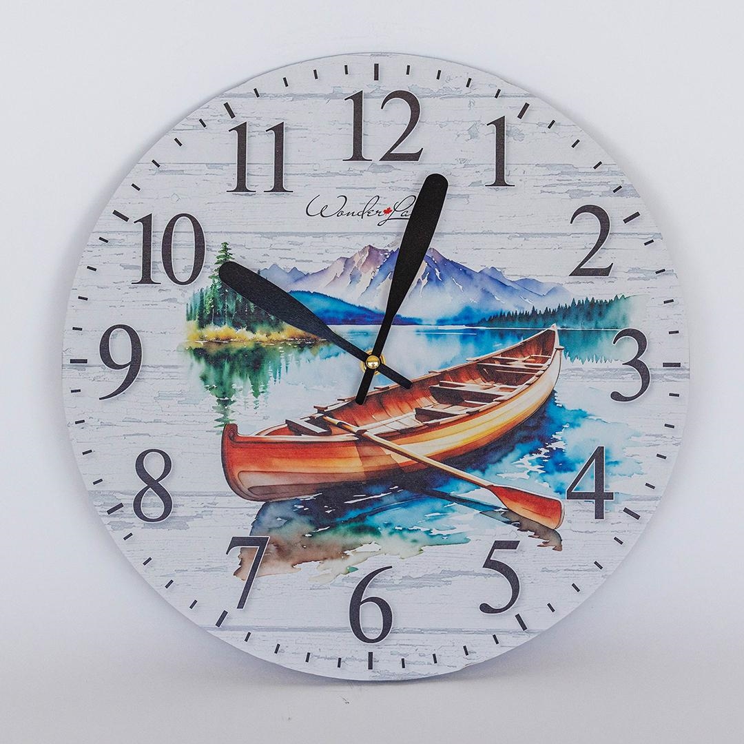FP-MIN-474 Canoe On A Lake Wall Clock