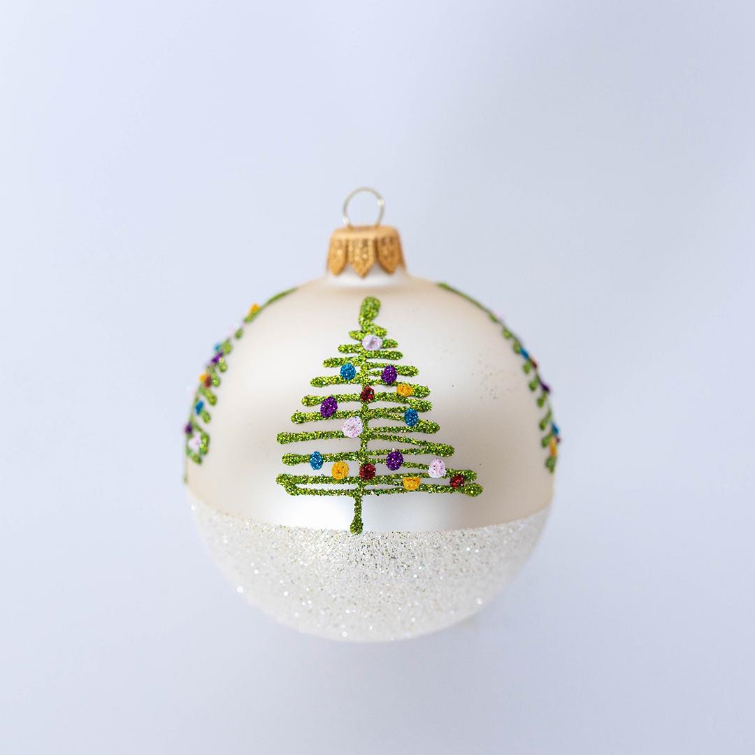 FP-RBL-033-GS Sparkly Christmas Tree Pattern Ball Ornament