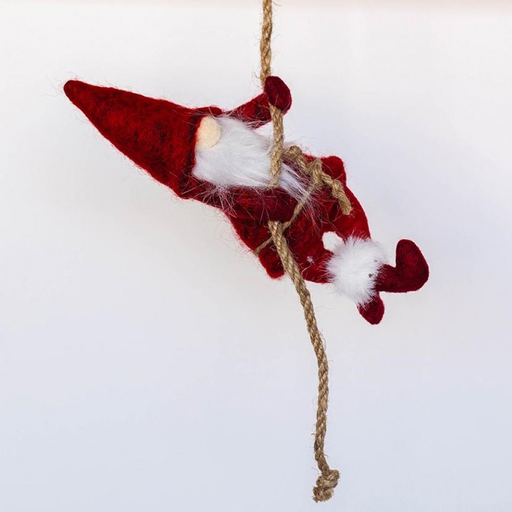 FP-MHC116 Gnome In A Red Suit Climbing A Rope Decoration