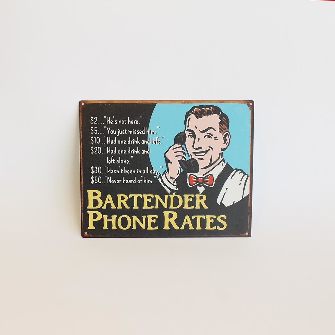 FP-MIN-540 Bartender Phone Rates With Text Sign