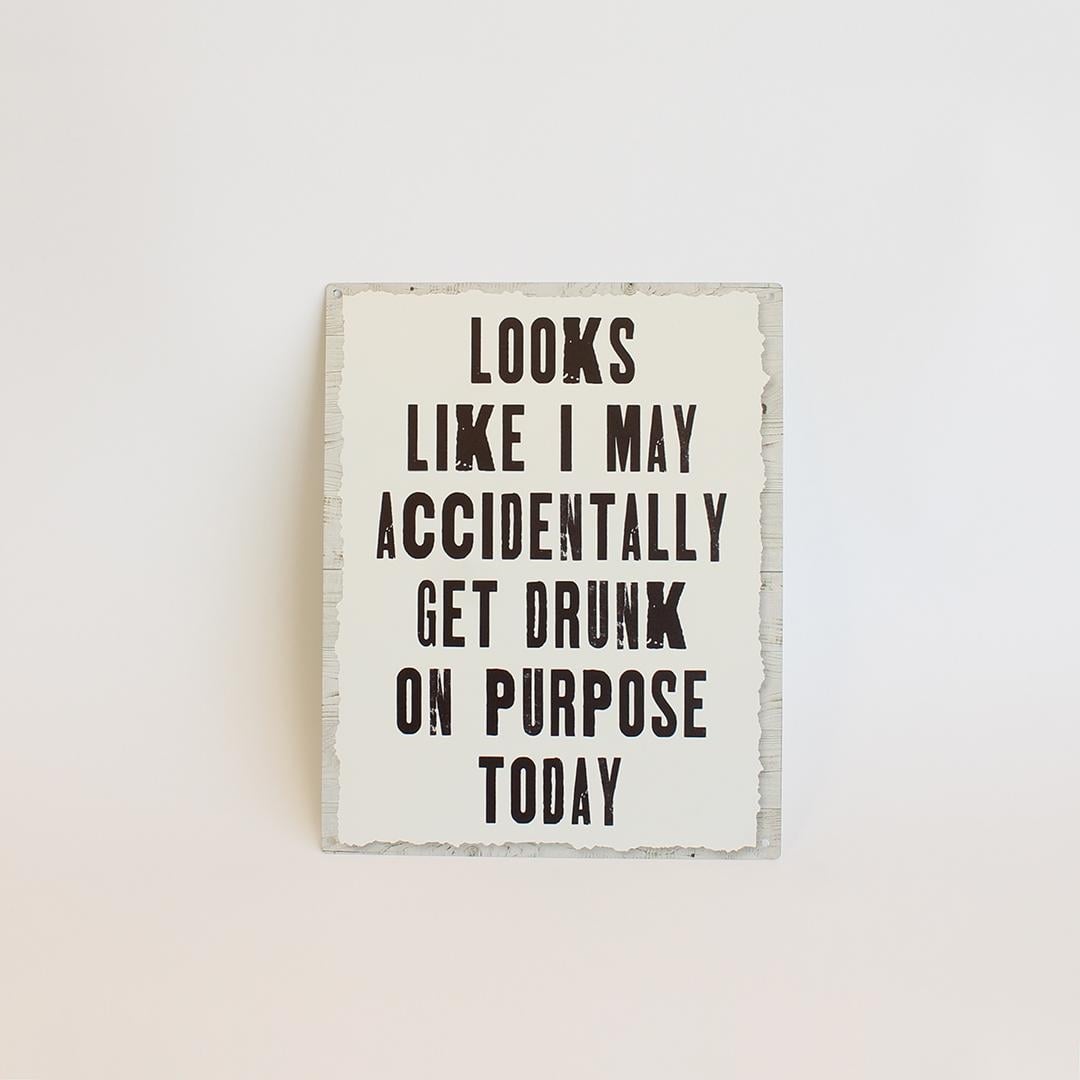 FP-MIN-566 Looks Like I May Accidentally Get Drunk On Purpose Today Sign