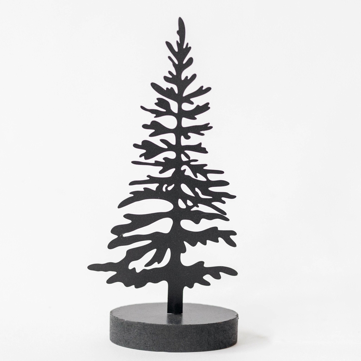 FP-HUS-591 Simple Black Silhouette Pine Tree Figurine
