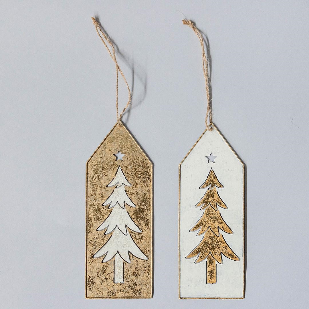 FP-HUS-599 Set Of 2 Assorted Hanging Bookmark Shape With Tree Pattern Ornaments