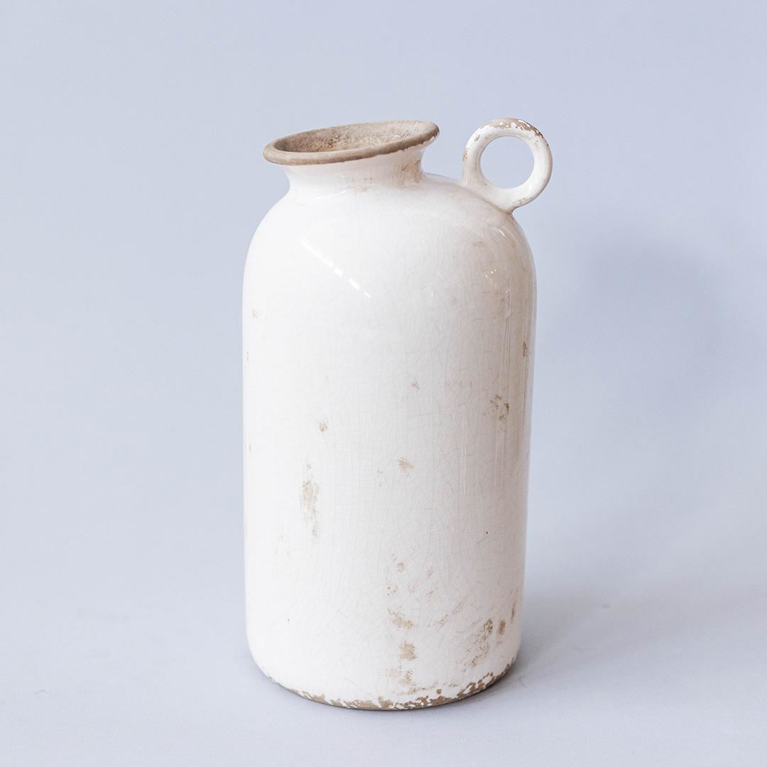 FP-ECX-179-L Antique Look Offset Opening With Round Handle Vase