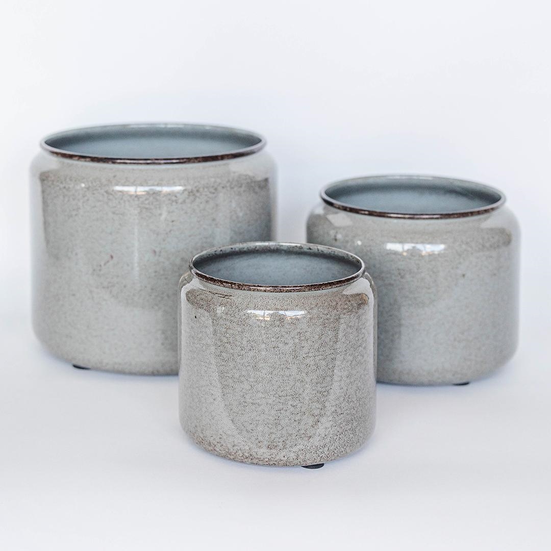 FP-UDIE-002 Set Of 3 Shiny Molten Gray Look Planters