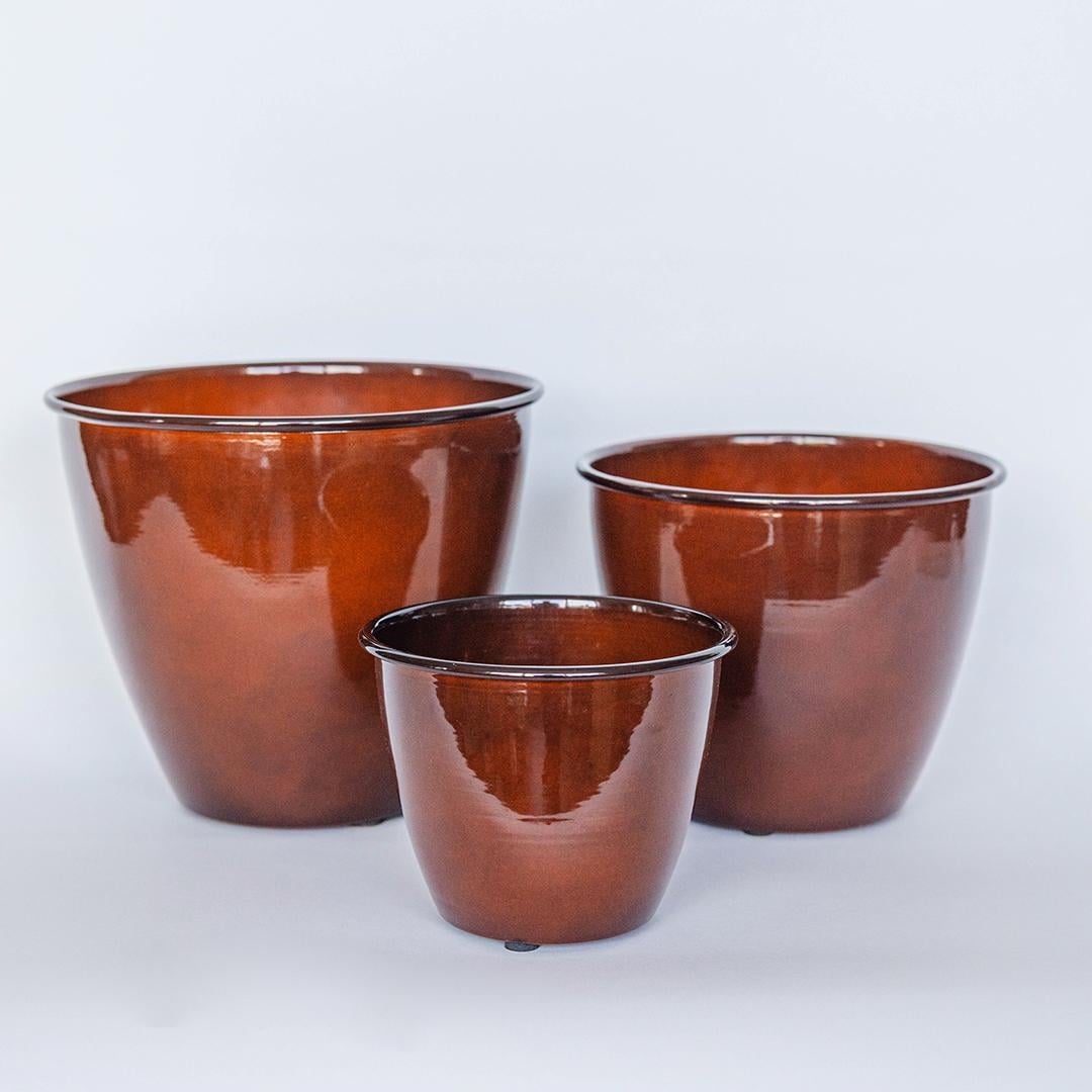 FP-UDIE-010 Set Of 3 Vibrant Burnt Brick Planters