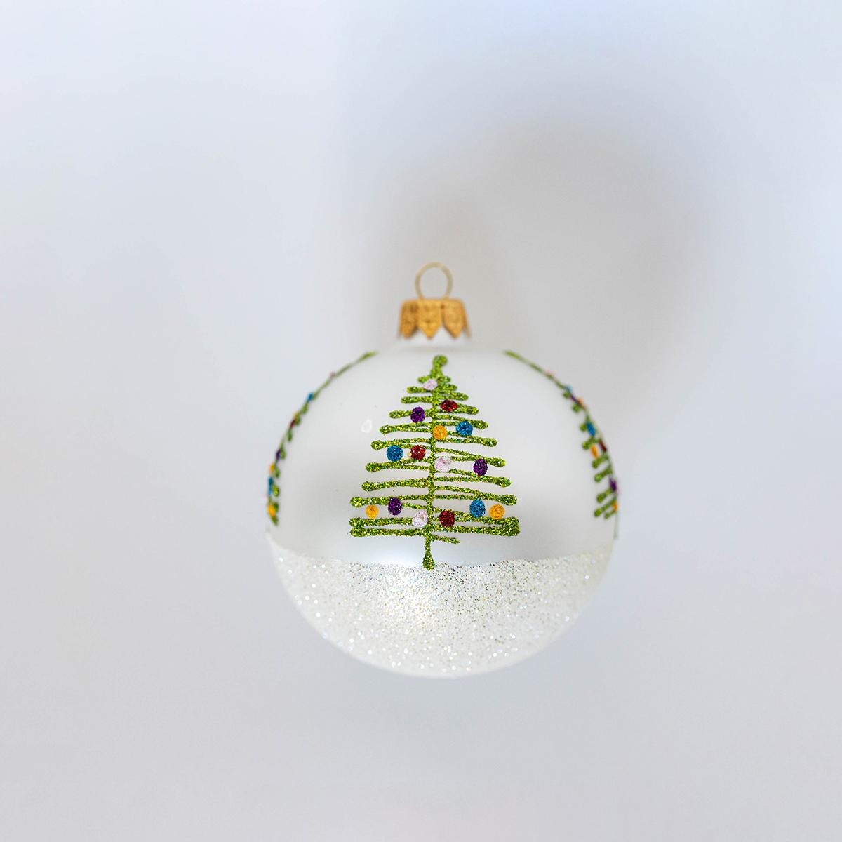 FP-RBL-033-S Sparkly Christmas Tree Pattern Ball Ornament