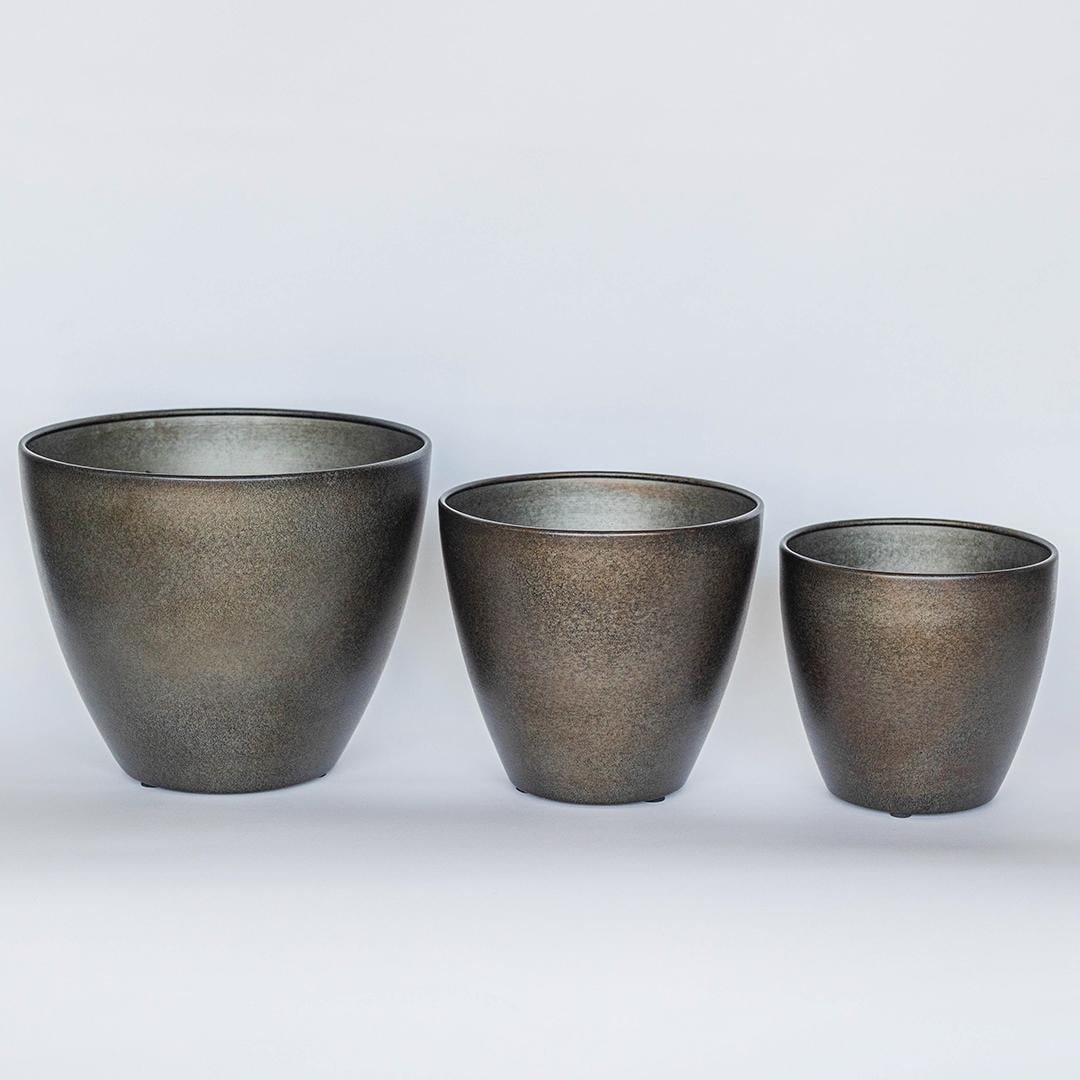 FP-UDIE-005 Set Of 3 Cast Iron Finished Curved Planters