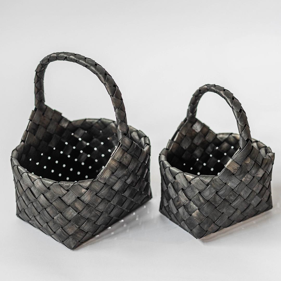 FP-MAC-180-B Set Of 2 Woven With Long Handles Baskets