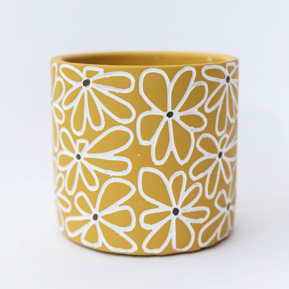 FP-CNP-384-Y White Daisies On Yellow Flower Planter