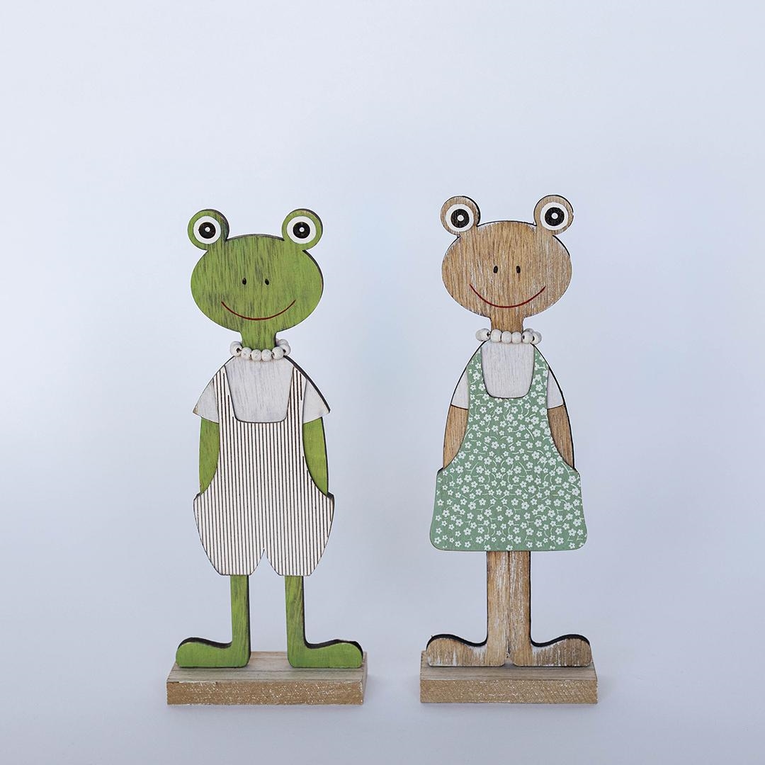 FP-HUS-616-L Set Of 2 Frogs Getting Ready For A Walk Figurines