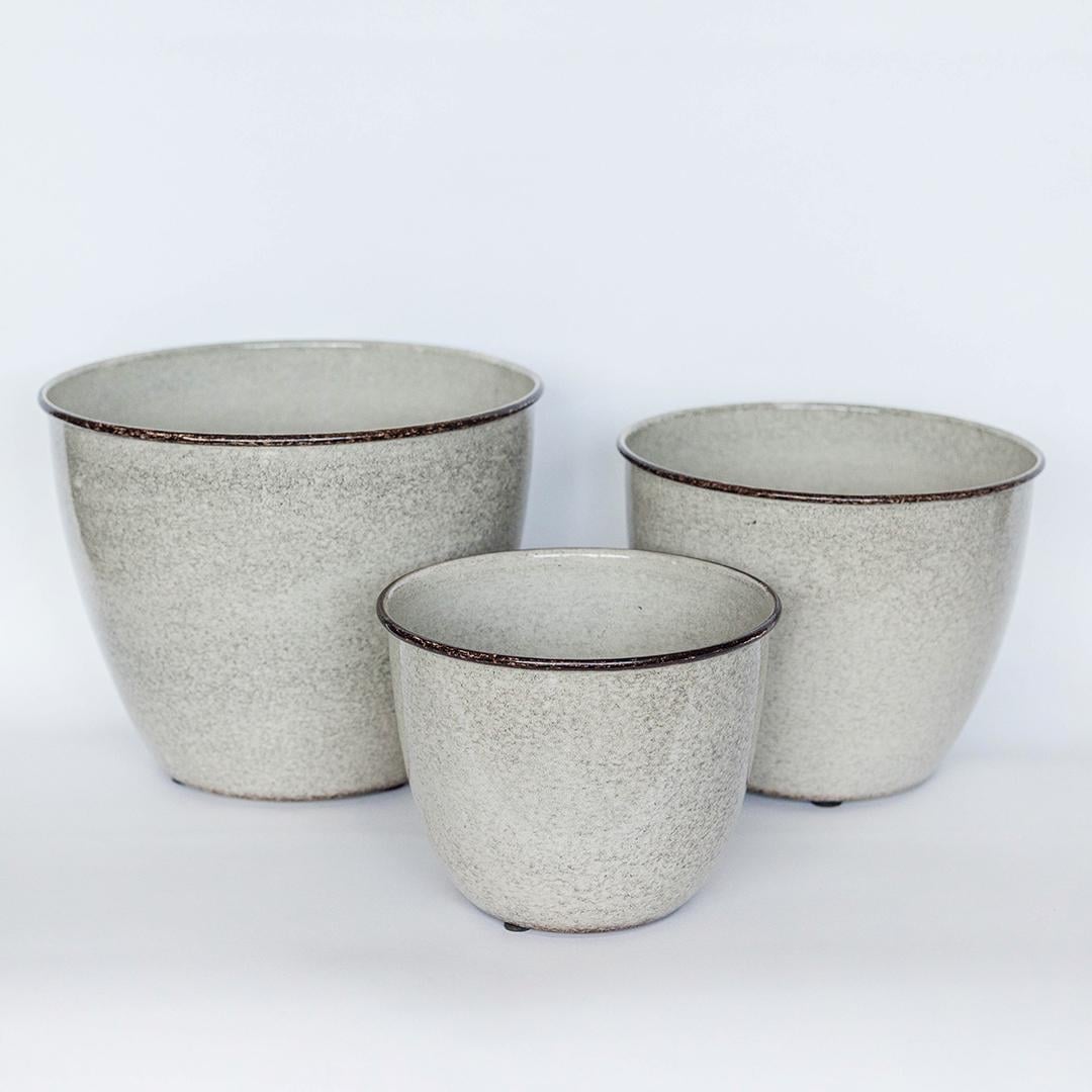 FP-UDIE-008 Set Of 3 Egg Pot Saucer Planters