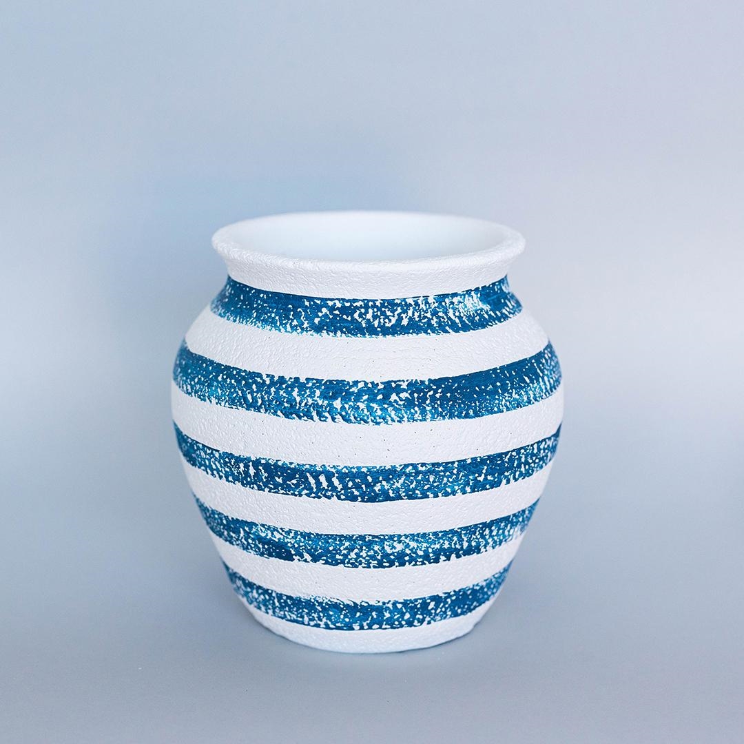 FP-CNP-412 Rounded With Horizontal Stripes And Wide Neck Vase