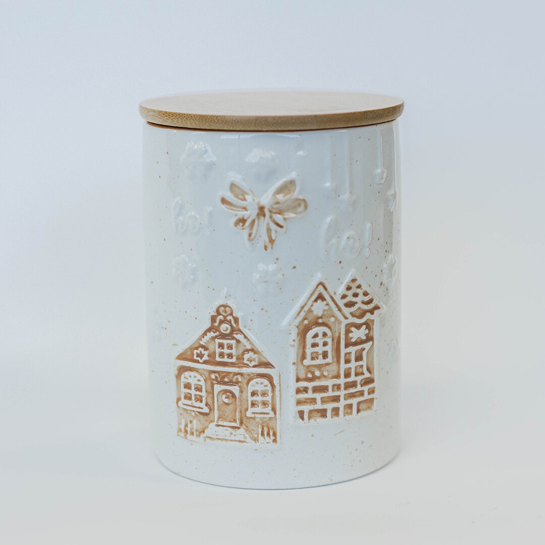 FP-UHU120 Christmas Gingerbread Houses Lidded Jar