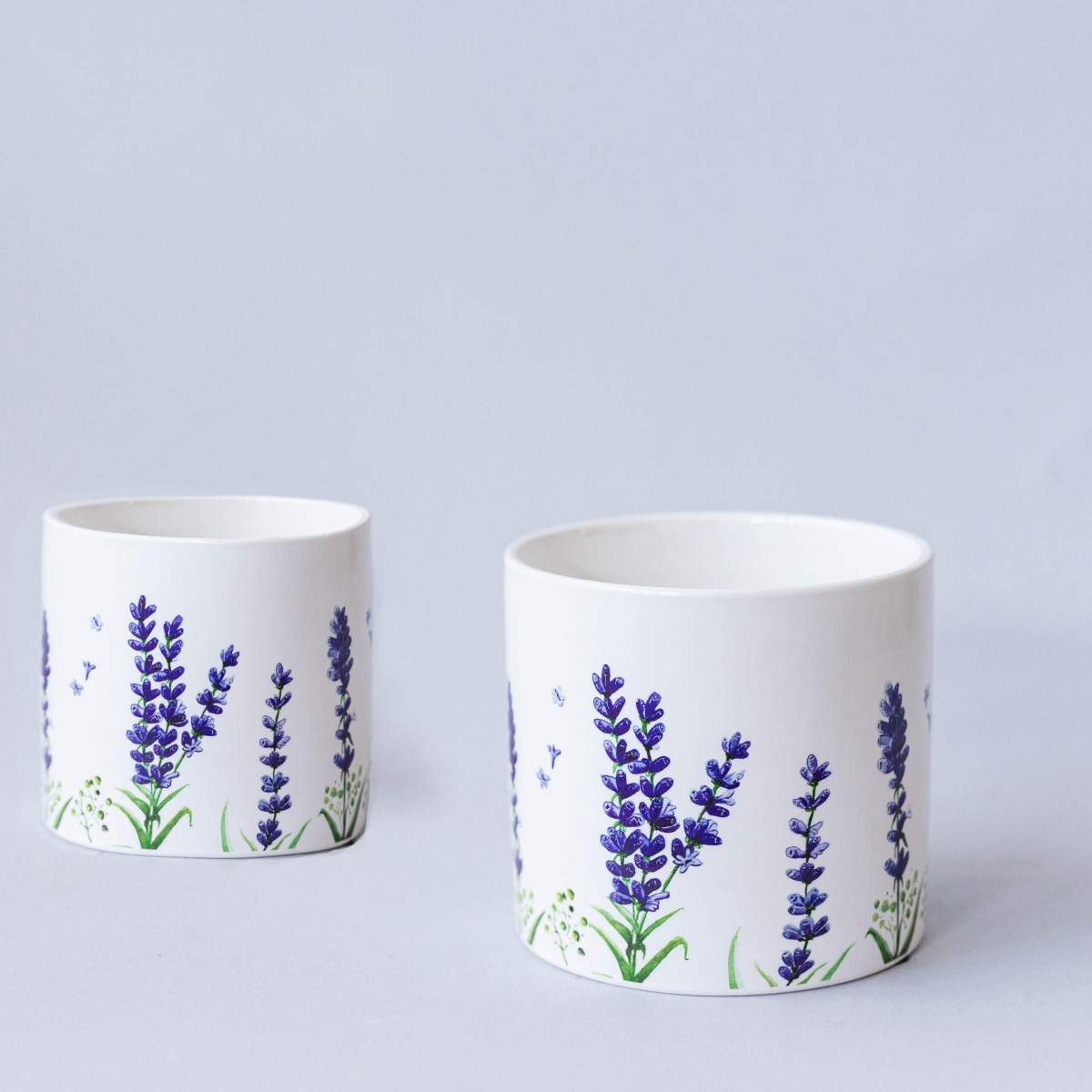 FP-CNP-398 Set Of 2 Lavender Print Flower Pots Planters