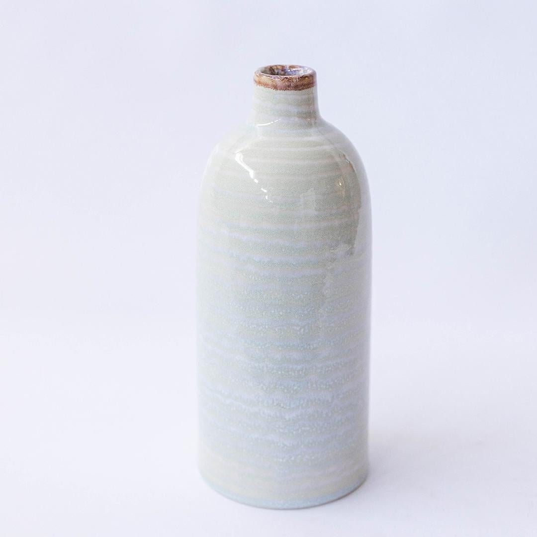 FP-ECX-193-Bl Smooth- Glossy Finish With Soft Blue And White Tones Bottle Shaped Vase