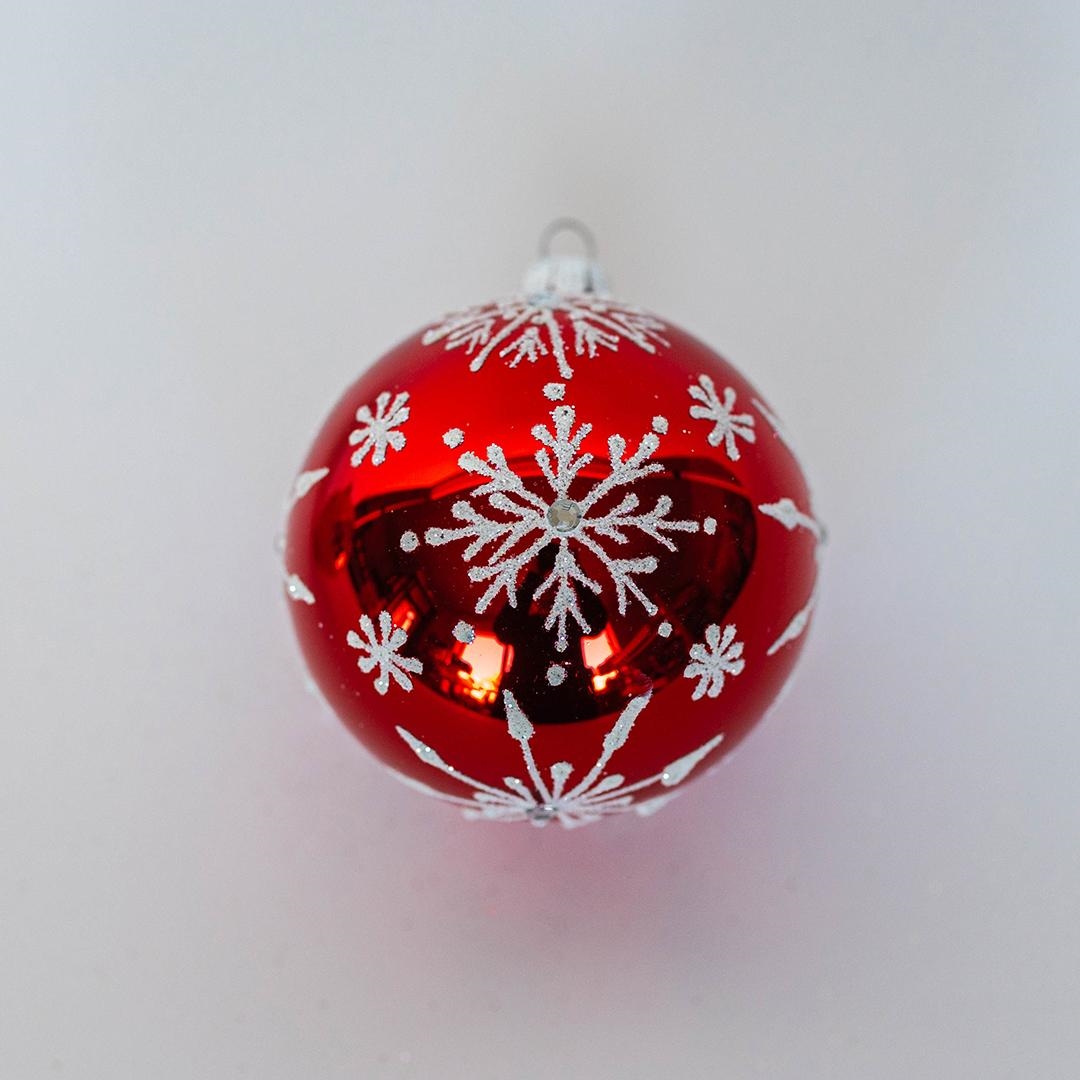 FP-RBL-010-R Allover Snowflake Patterns Ball Ornament