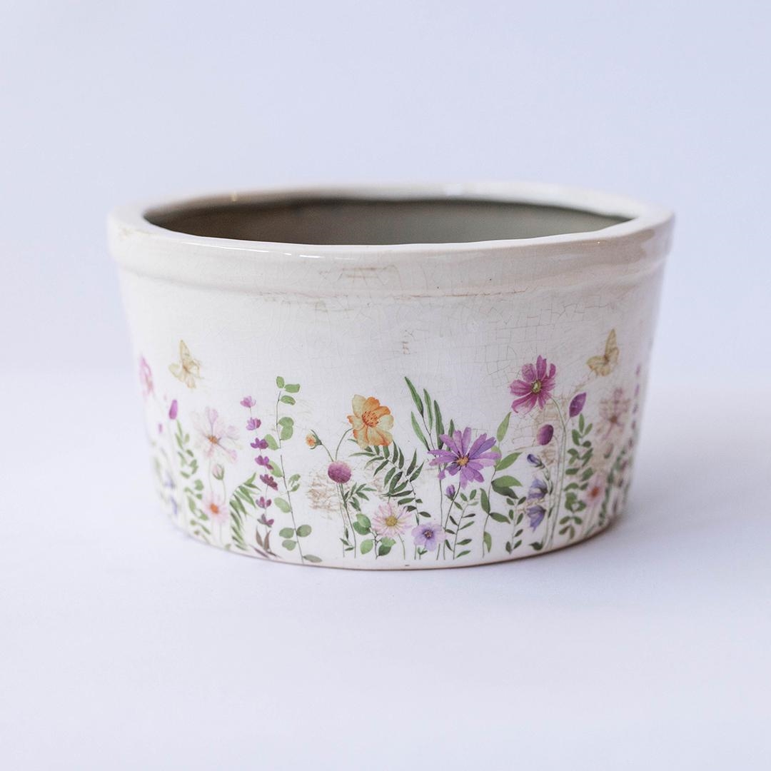 FP-ECX-181 Delicate Wildflower Pattern Flower Pot Planter