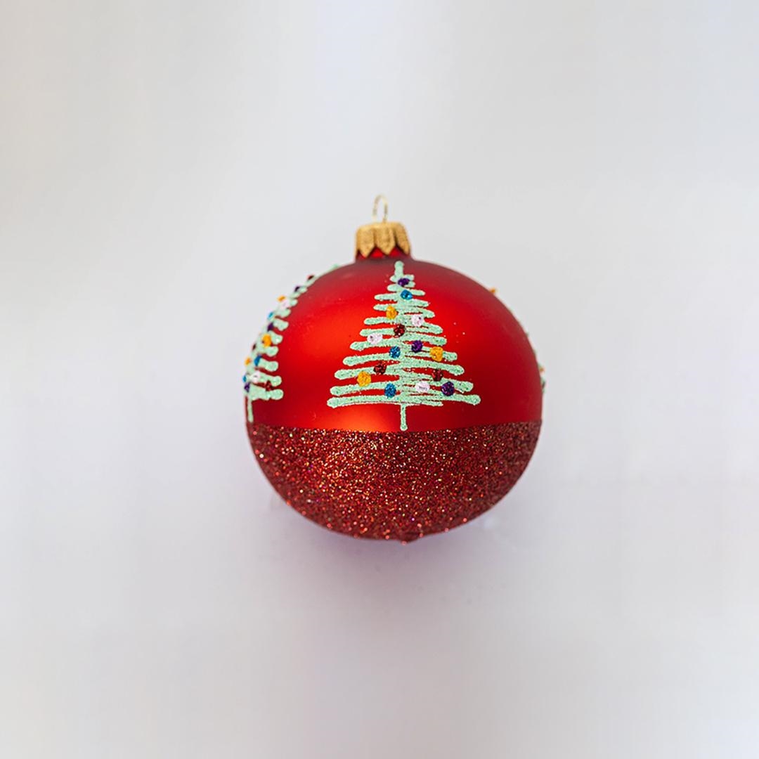 FP-RBL-033-RS Sparkly Christmas Tree Pattern Ball Ornament