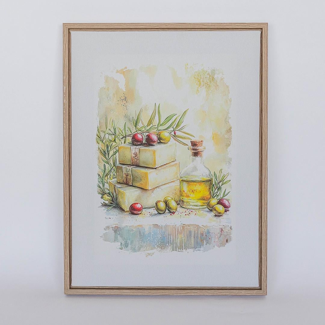 FP-XIN-139 Olive Oil And Soap Canvas Print Framed Artwork