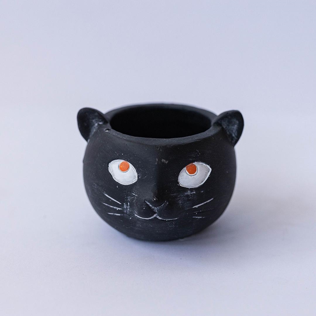 FP-CNP-393-C Mischievious Black Cat Head Flower Pot Planter