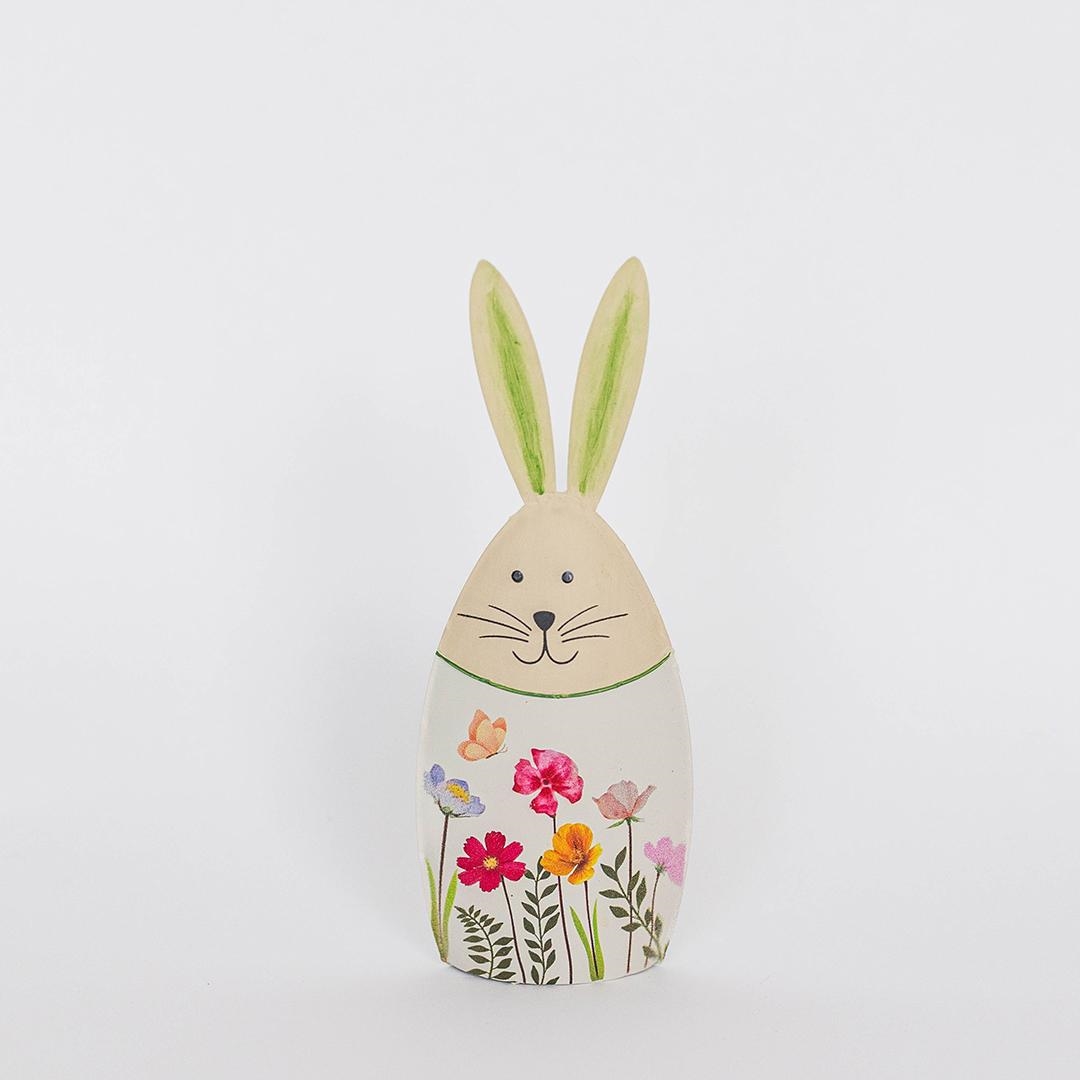 FP-HUS-698 Bunny With Wildflower Pattern Figurine