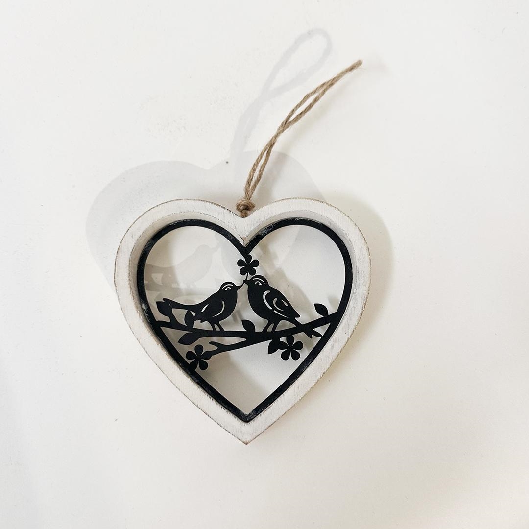 FP-HUS-618 Kissing Birds In A Heart Hanging Decoration