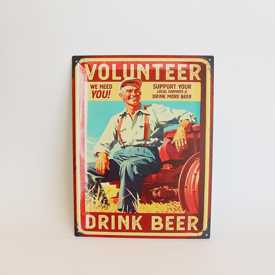 FP-MIN-499 Volunteer- With Text Drink Beer Sign
