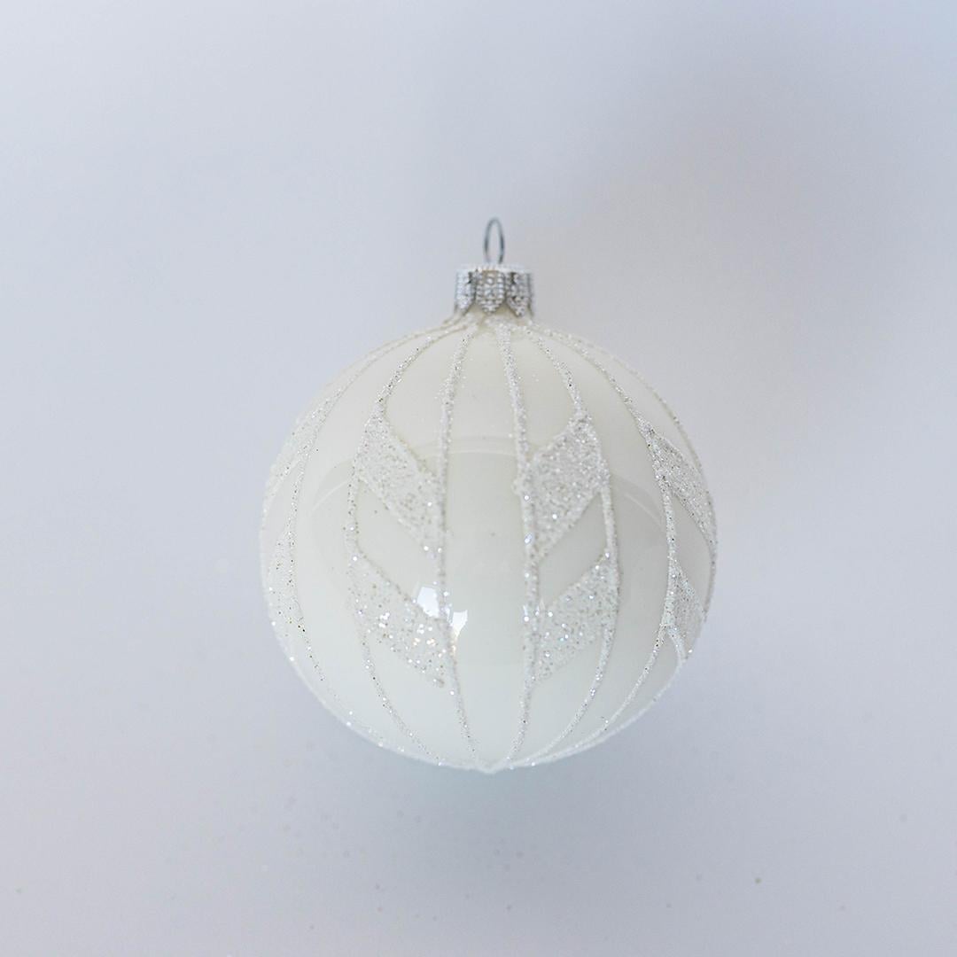 FP-RBL-011 Snowy Look Lines On Ball Ornament