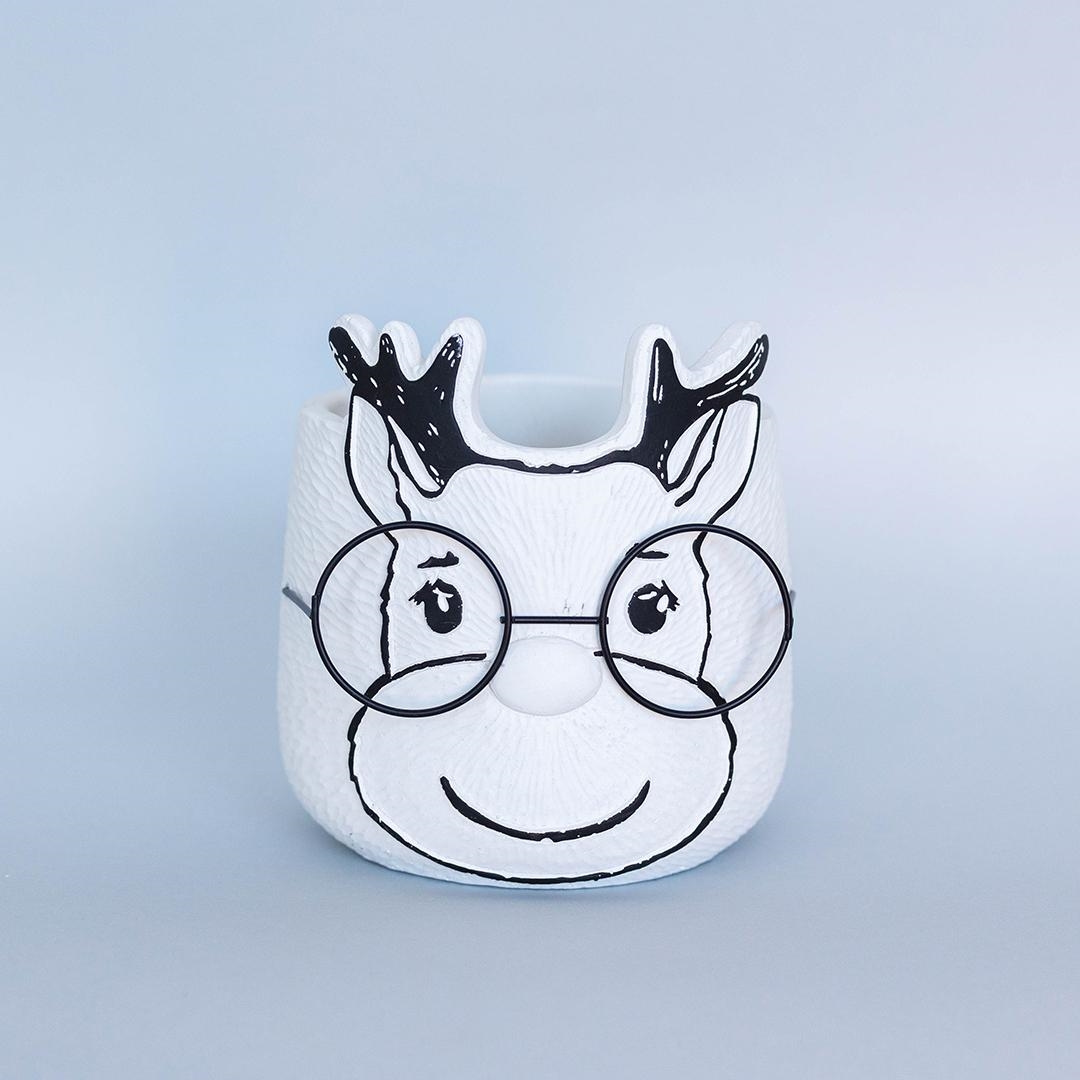 FP-CNP-431-L Cute Deer Wearing Round Glasses Flower Pot Planter