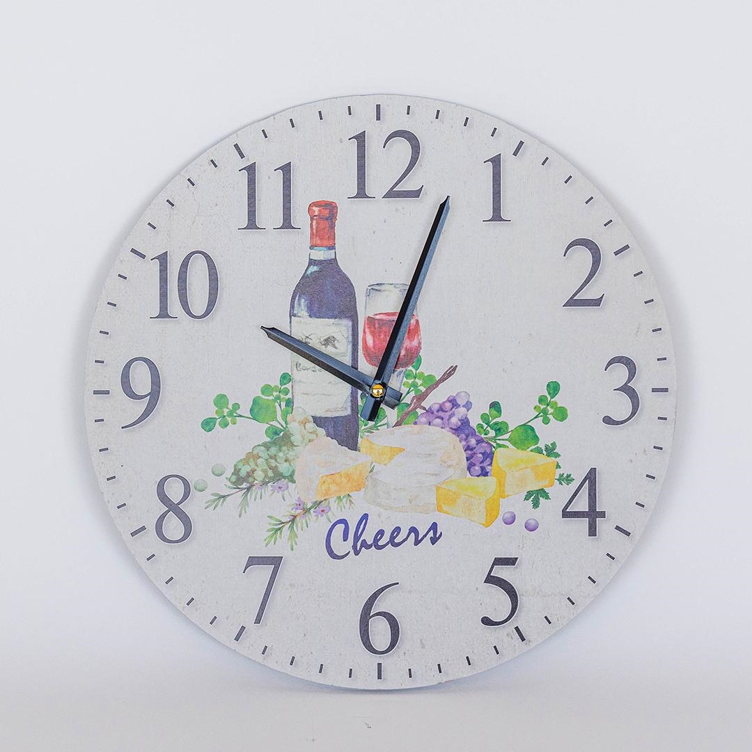 FP-MIN-485 Wine And Cheese Patterned Wall Clock