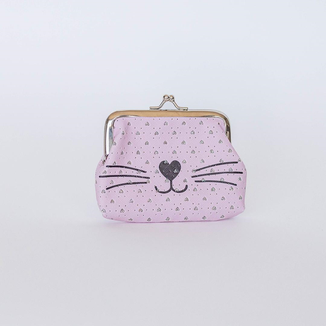 FP-FRO111 Cat Face With Hearts Change Purse