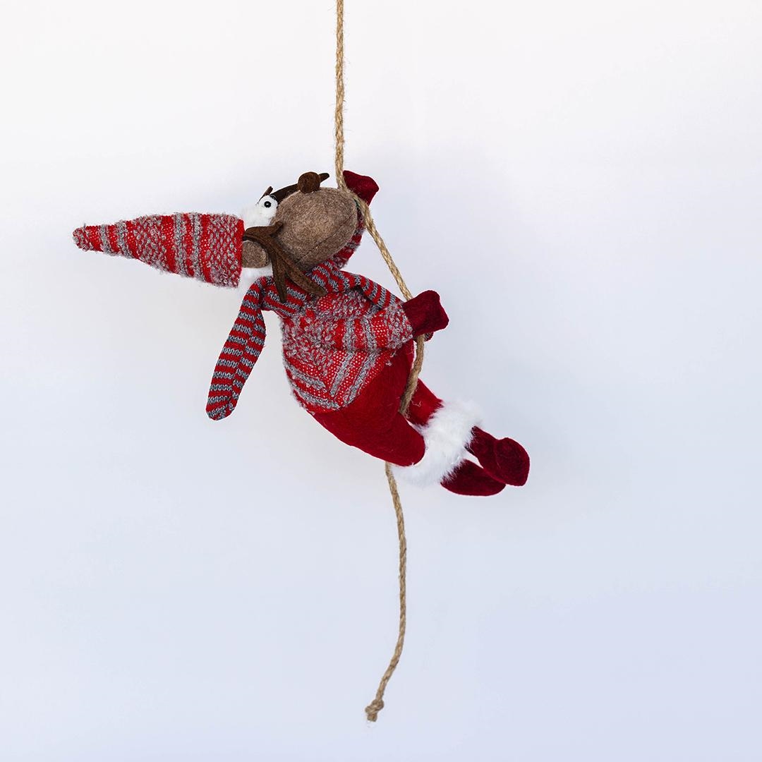 FP-MHC110 Winter Ready Deer Climbing A Rope Decoration