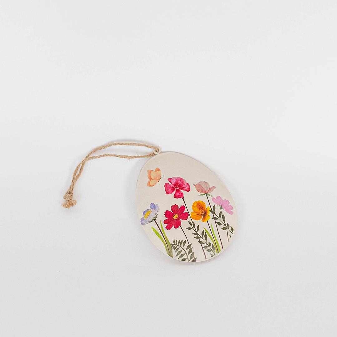 FP-HUS-697 Egg Shape With Wildflowers Hanging Ornament