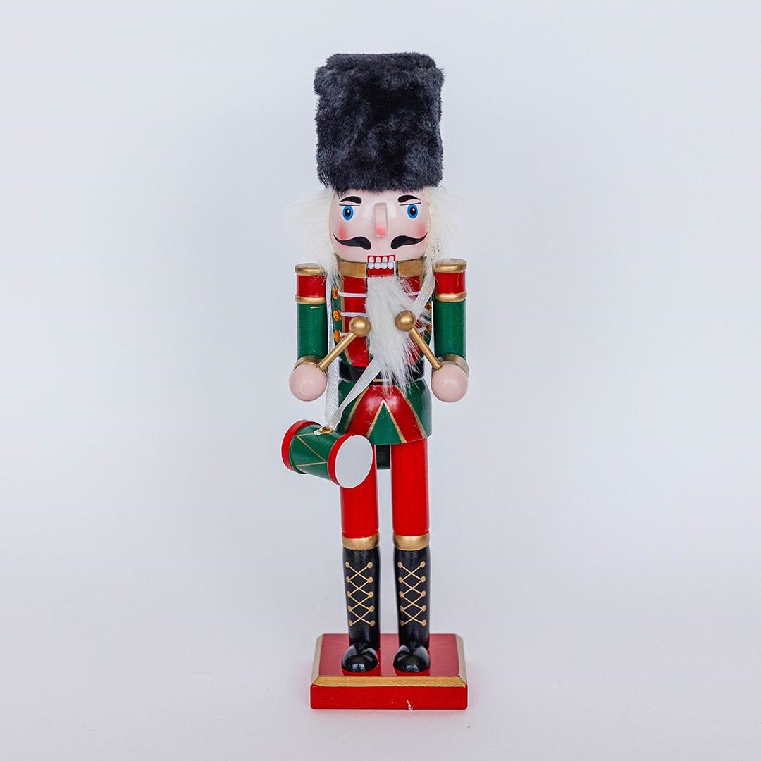 FP-GAS2408 Drumming Nutcracker Wearing A Furry Hat Decoration