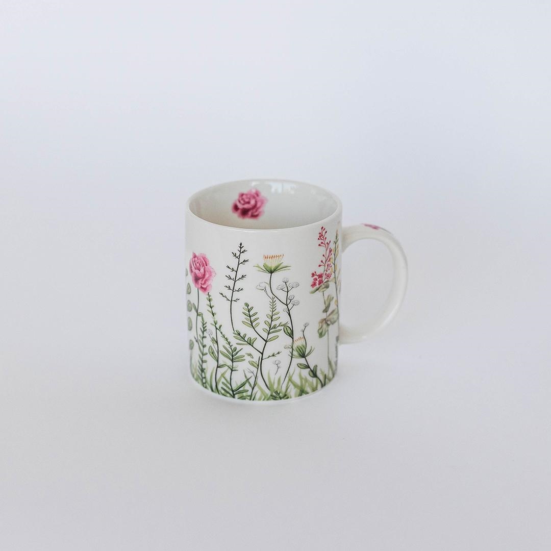 FP-ACR108 Pink Flowers In A Field Mug