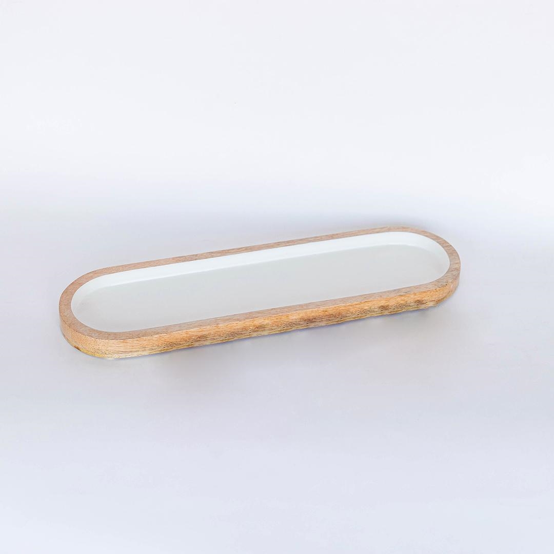 Picture of MDR Trading Inc. FP-ULCR-013-W White With Brown Edges Oval Tray