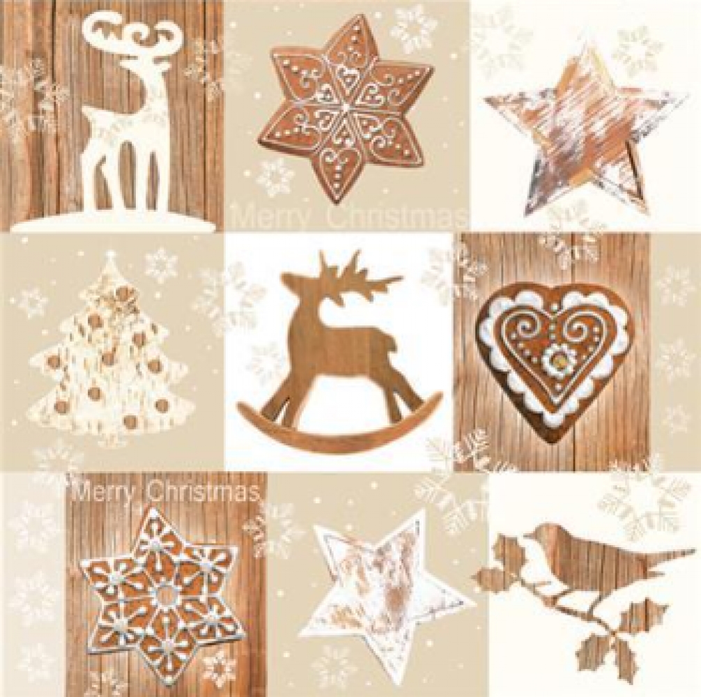 FP-PMK-044 Set Of 20 Christmas Items In Brown Tones Napkins