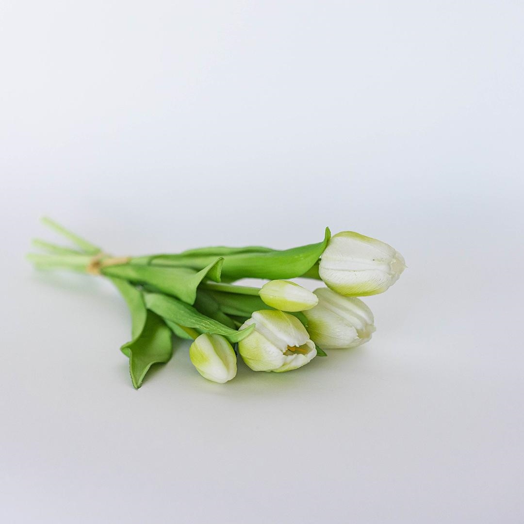FP-WAT-015 5 White Tulips Bouquet Artificial Flowers