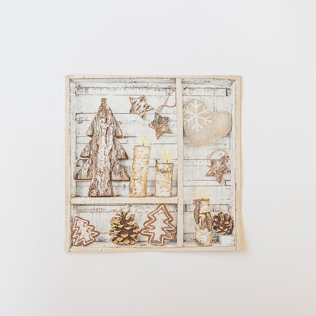 FP-PMK-001 Set Of 20 Christmas Shadow Box Pattern Napkins