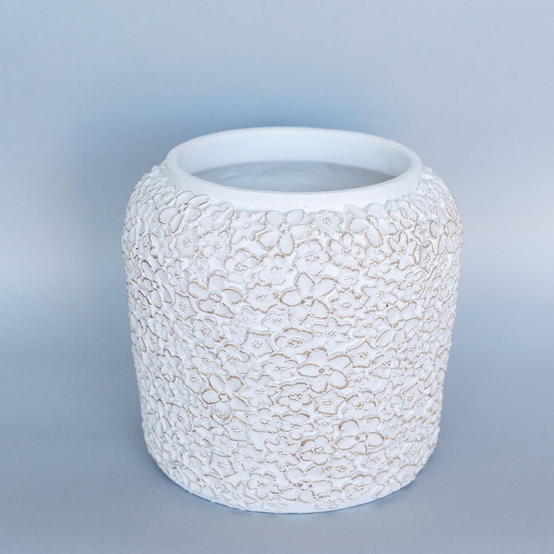FP-CNP-425 Textured Flowers Pattern Flower Pot Planter
