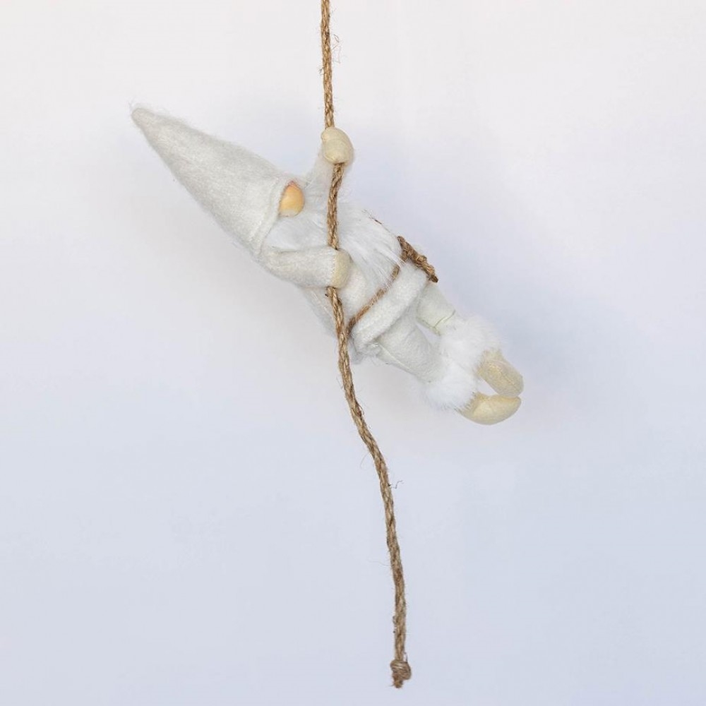 FP-MHC112 Gnome In Winter White Climbing A Rope Decoration