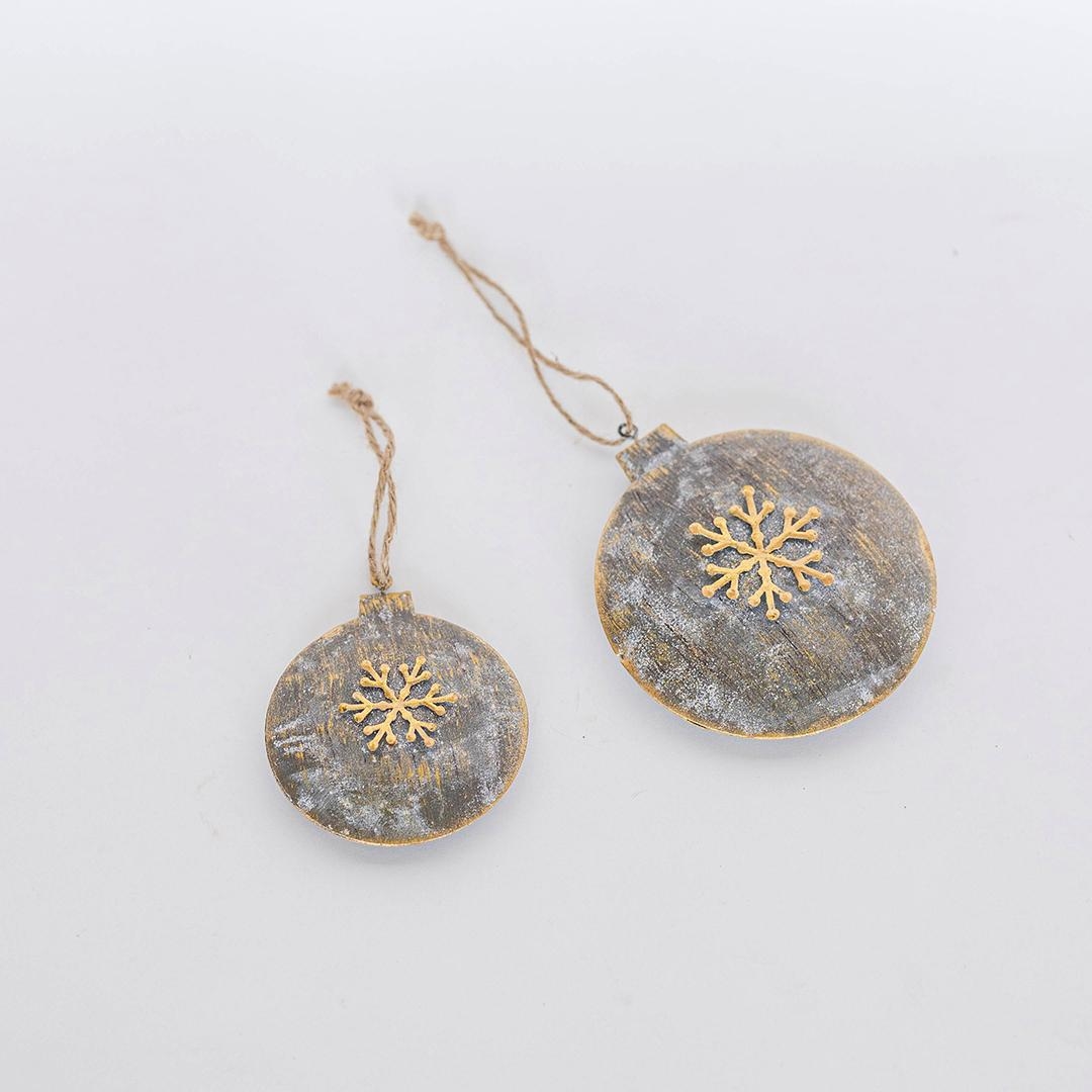 FP-HUS-687 Set Of 2 Ball Ornament With Snowflake Pattern Ornaments
