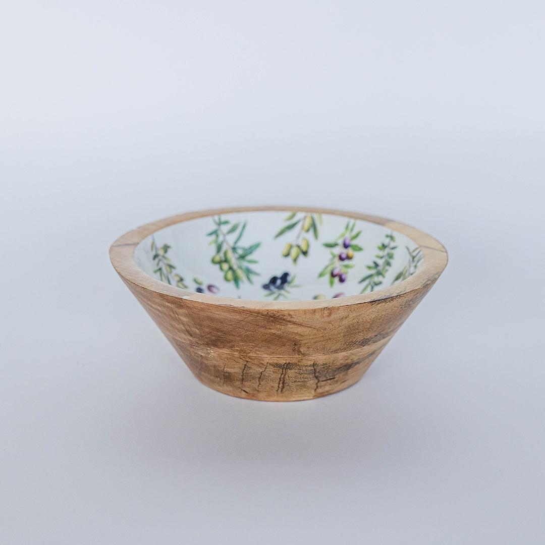 FP-ULCR-008-O Decorative With Olive Pattern Wooden Bowl