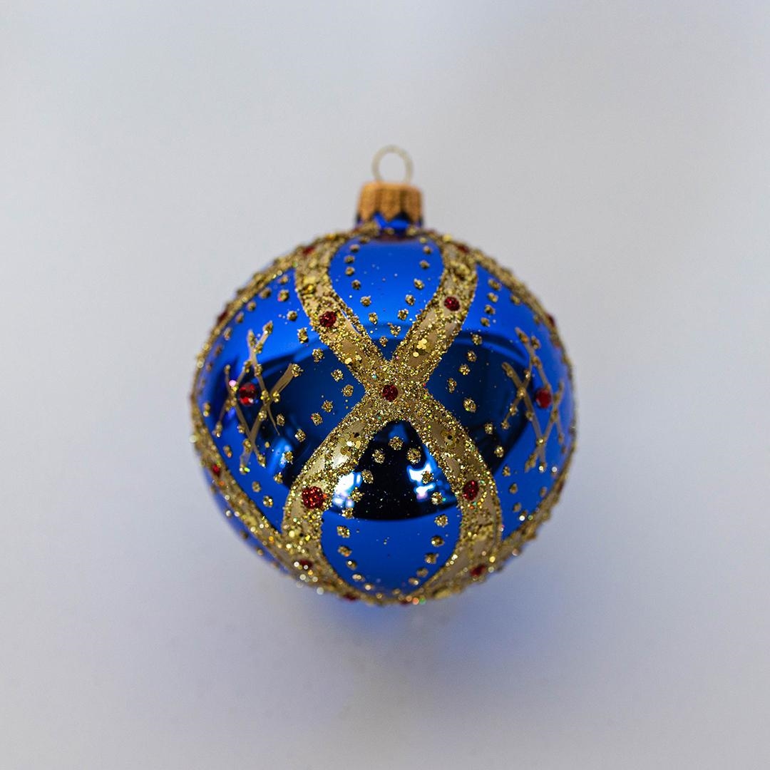 FP-RBL-016 Ornate Pattern With Red Accents Ball Ornament